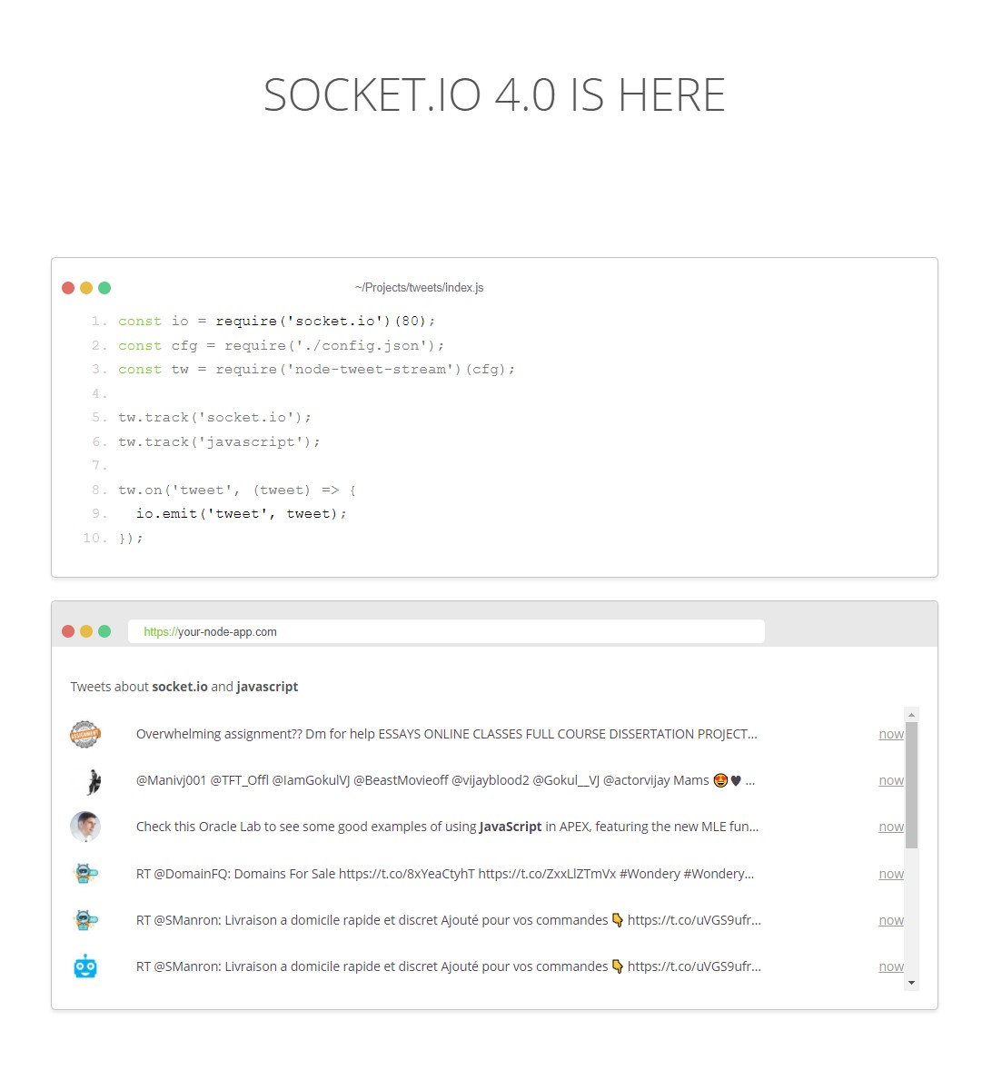 socket io tweet component